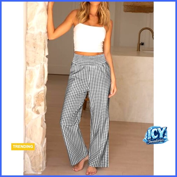 100% Rayon Palazzo Pants Wide Leg High Waisted Lounge Pajama Pants - Picture 5 of 7